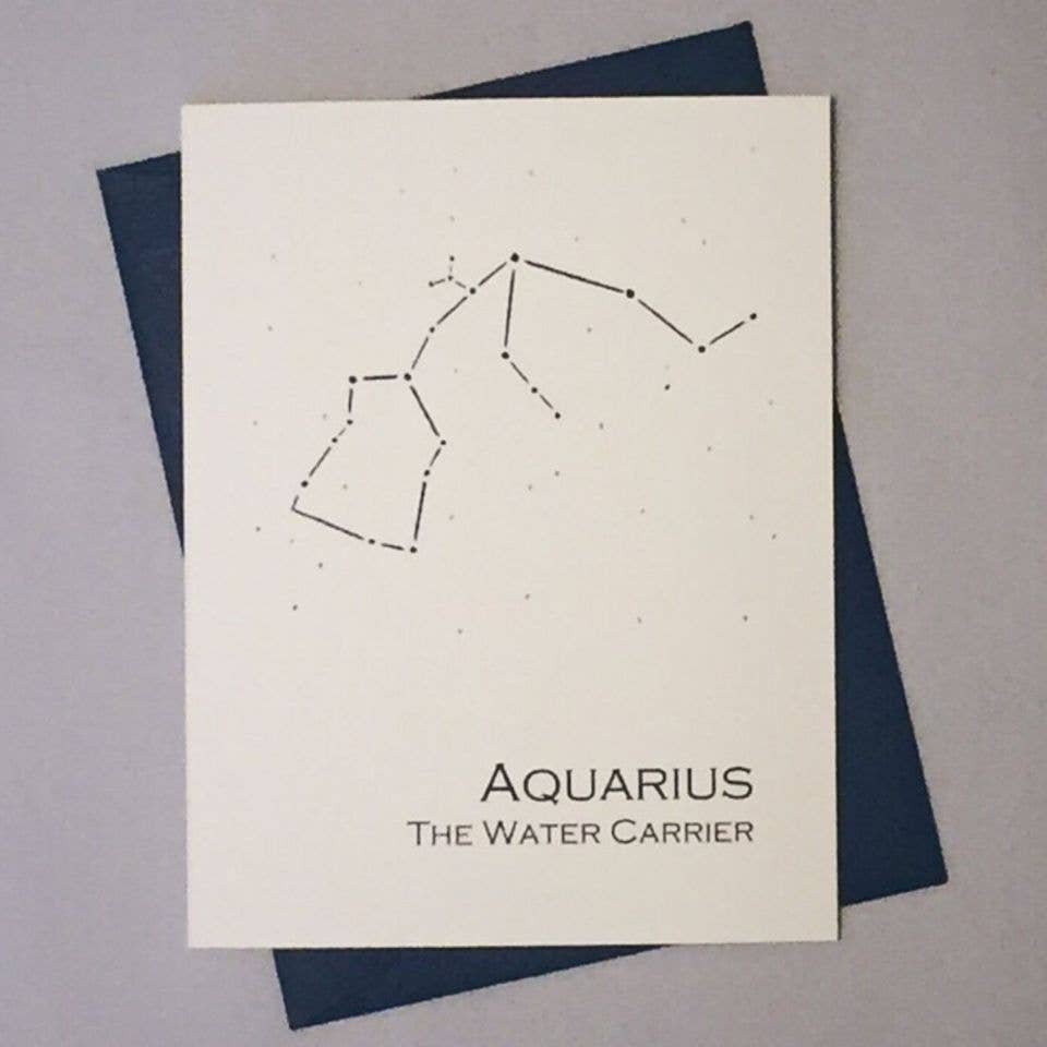 Aquarius Constellation Zodiac Sign Birthday Card - Yahko Merchandise