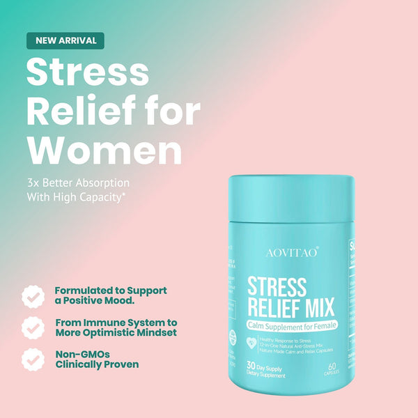 Ashwagandha For Women Supplement With L - Theanine Magnesium, Stress Relief, Focus And Relaxation Support Anxiery Pill - Yahko Merchandise