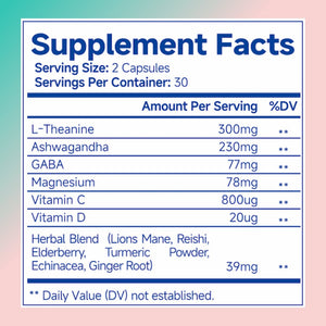Ashwagandha For Women Supplement With L - Theanine Magnesium, Stress Relief, Focus And Relaxation Support Anxiery Pill - Yahko Merchandise