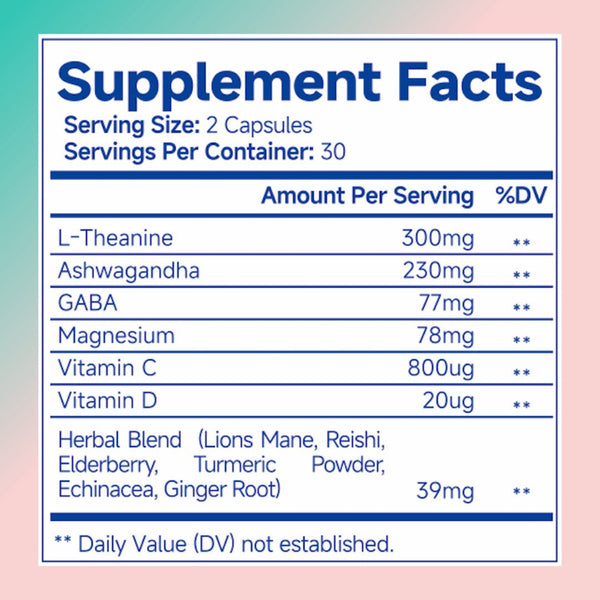 Ashwagandha For Women Supplement With L - Theanine Magnesium, Stress Relief, Focus And Relaxation Support Anxiery Pill - Yahko Merchandise