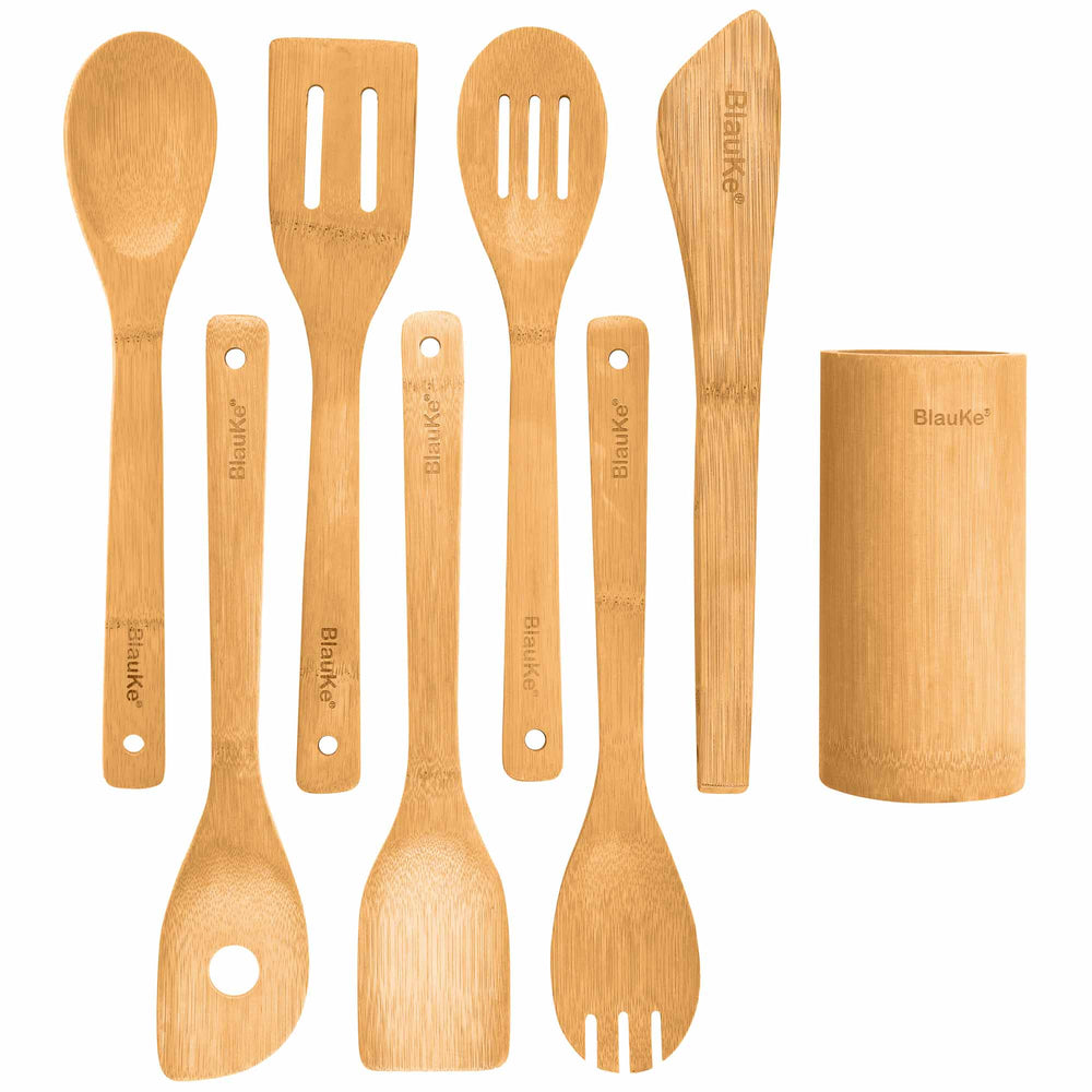 Bamboo Kitchen Utensils Set 8 - Pack - Wooden Cooking Utensils for - Yahko Merchandise