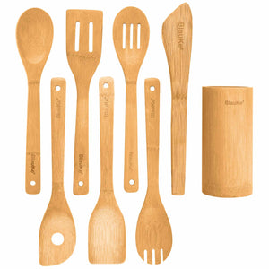 Bamboo Kitchen Utensils Set 8 - Pack - Wooden Cooking Utensils for - Yahko Merchandise
