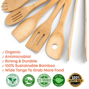 Bamboo Kitchen Utensils Set 8 - Pack - Wooden Cooking Utensils for - Yahko Merchandise
