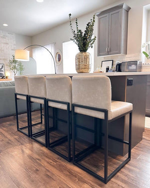 Bar Stools Set of 4 - Counter Height Bar Stool Pu Leather Kitchen - Yahko Merchandise