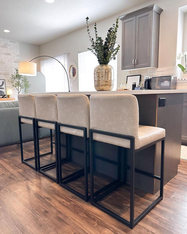 Bar Stools Set of 4 - Counter Height Bar Stool Pu Leather Kitchen - Yahko Merchandise