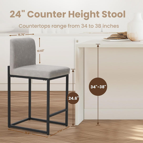 Bar Stools Set of 4 - Counter Height Bar Stool Pu Leather Kitchen - Yahko Merchandise