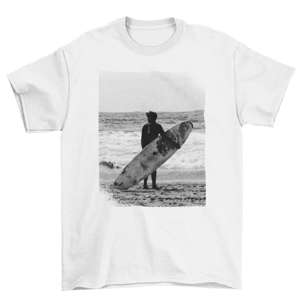 Beach Sea Sand wave board waves Black White cool textures frames - Yahko Merchandise