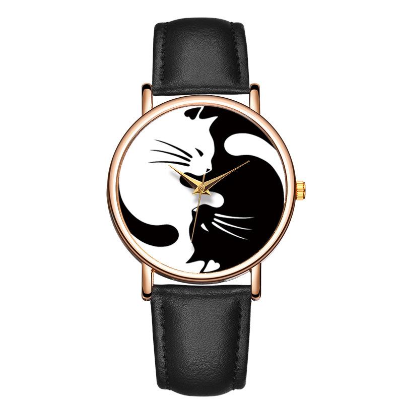 Black And White Cat Design Creative Watch For Women - Yahko Merchandise