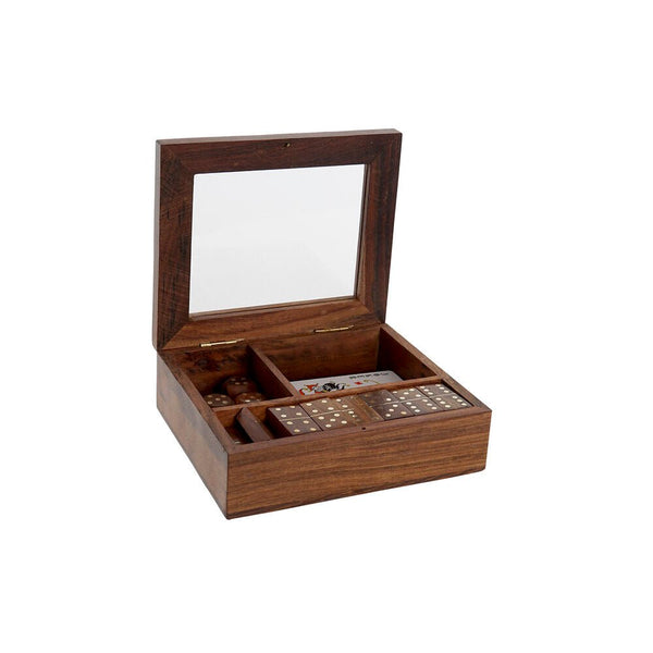 Board game DKD Home Decor Sheesham 16,5 x 14 x 4 cm Dark brown 4 - Yahko Merchandise