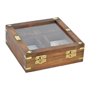 Board game DKD Home Decor Sheesham 17 x 17 x 5,5 cm Golden Brown 4 - Yahko Merchandise