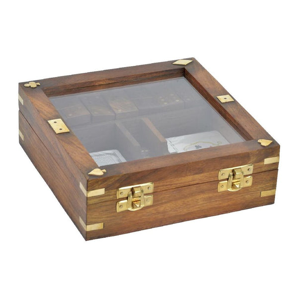 Board game DKD Home Decor Sheesham 17 x 17 x 5,5 cm Golden Brown 4 - Yahko Merchandise