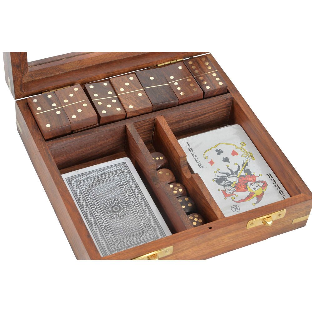 Board game DKD Home Decor Sheesham 17 x 17 x 5,5 cm Golden Brown 4 - Yahko Merchandise