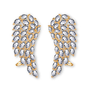Brilliant Cubic Zirconia Angel Wings Stud Earrings For Women Girls Fashion White Gold Color Wedding Jewelry - Yahko Merchandise