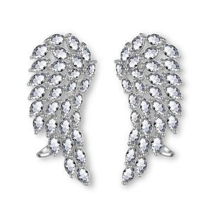 Brilliant Cubic Zirconia Angel Wings Stud Earrings For Women Girls Fashion White Gold Color Wedding Jewelry - Yahko Merchandise