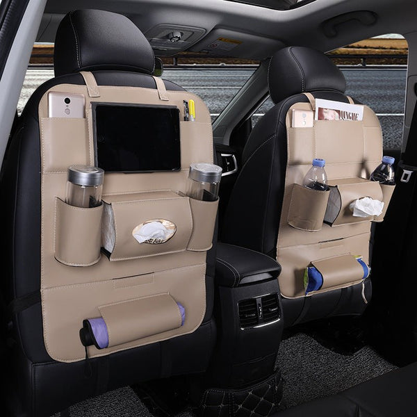 Car Interior Supplies Multifunctional Seat Back Leather Folding - Yahko Merchandise