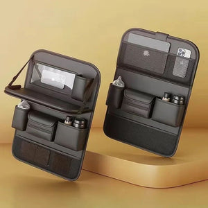 Car Seat Storage Bag Auto Back Seat Back Organizer With Foldable Table Tray PU Leather Tablet Holder Tissue Box Car Accessories - Yahko Merchandise