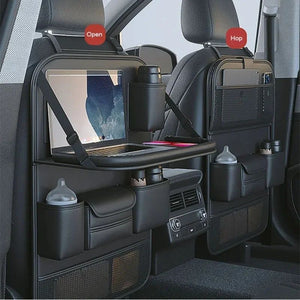 Car Seat Storage Bag Auto Back Seat Back Organizer With Foldable Table Tray PU Leather Tablet Holder Tissue Box Car Accessories - Yahko Merchandise