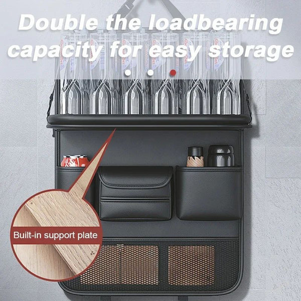 Car Seat Storage Bag Auto Back Seat Back Organizer With Foldable Table Tray PU Leather Tablet Holder Tissue Box Car Accessories - Yahko Merchandise