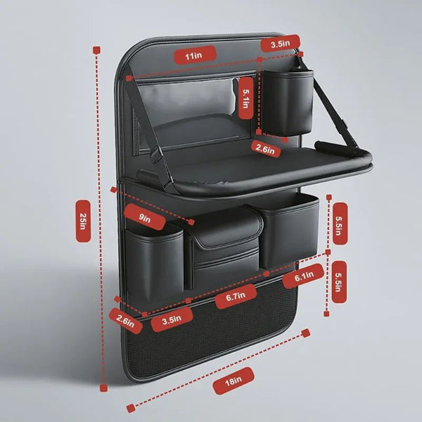 Car Seat Storage Bag Auto Back Seat Back Organizer With Foldable Table Tray PU Leather Tablet Holder Tissue Box Car Accessories - Yahko Merchandise