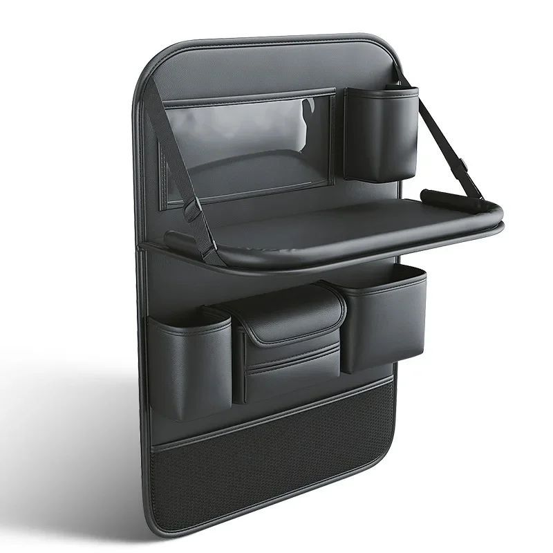 Car Seat Storage Bag Auto Back Seat Back Organizer With Foldable Table Tray PU Leather Tablet Holder Tissue Box Car Accessories - Yahko Merchandise