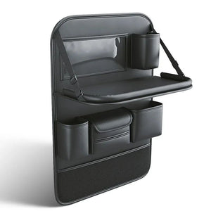 Car Seat Storage Bag Auto Back Seat Back Organizer With Foldable Table Tray PU Leather Tablet Holder Tissue Box Car Accessories - Yahko Merchandise