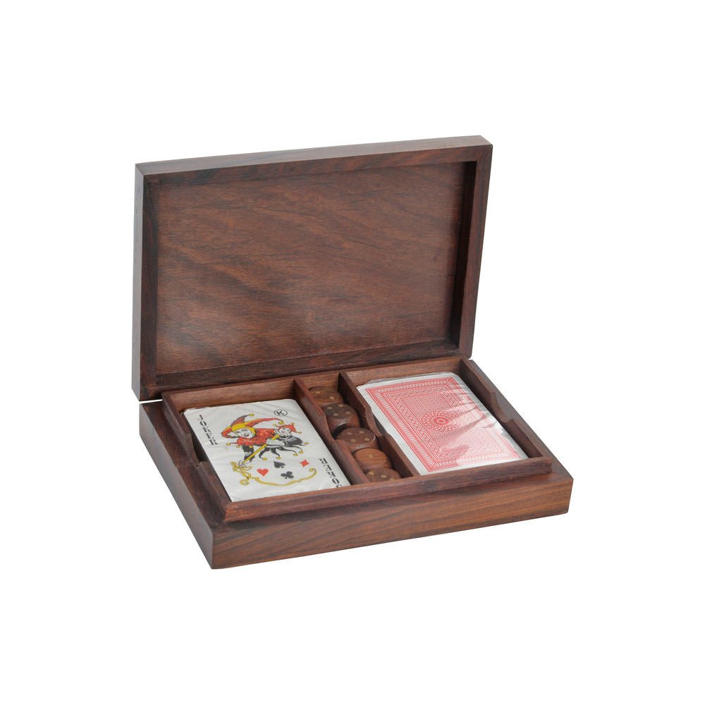 Card Game DKD Home Decor Sheesham Golden Dark brown 18 x 12 x 4 cm - Yahko Merchandise