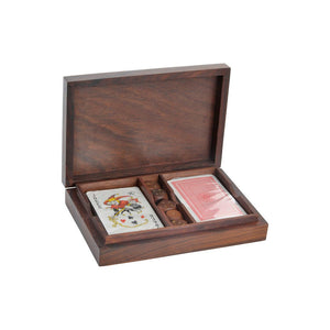 Card Game DKD Home Decor Sheesham Golden Dark brown 18 x 12 x 4 cm - Yahko Merchandise