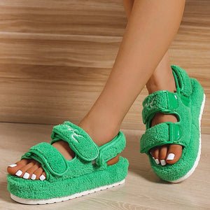 Casual Thick Bottom Women Sandals Green/Orange/Black/Blue - Yahko Merchandise