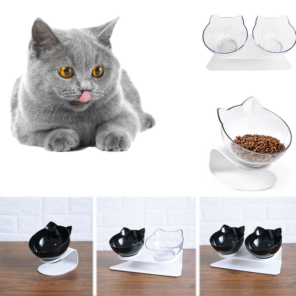 Cat Double Bowl Cat Food Bowl Protects Cervical Vertebra - Yahko Merchandise
