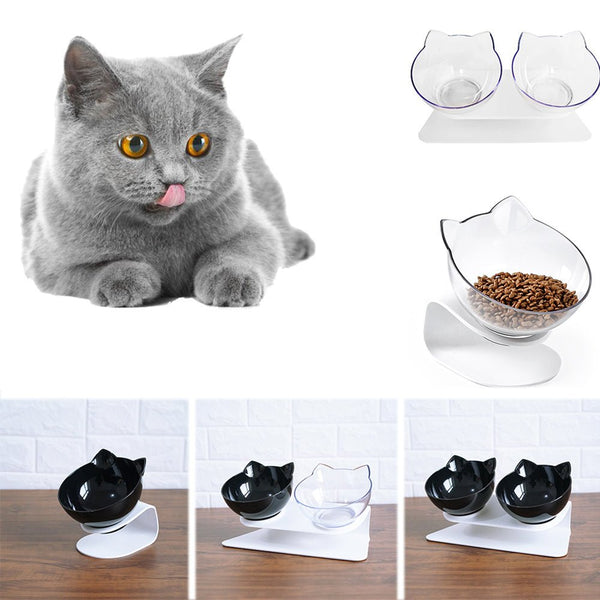 Cat Double Bowl Cat Food Bowl Protects Cervical Vertebra - Yahko Merchandise