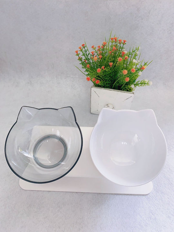 Cat Double Bowl Cat Food Bowl Protects Cervical Vertebra - Yahko Merchandise