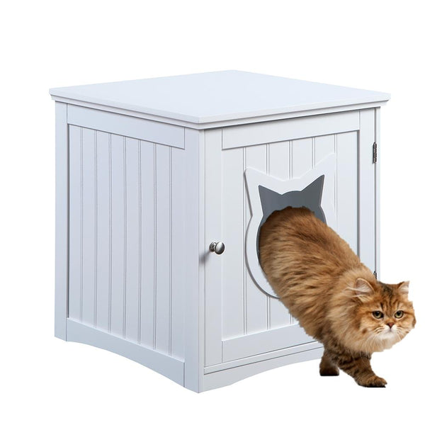 Cat House Side Table, Nightstand Pet House, Litter Box Enclosure - Yahko Merchandise