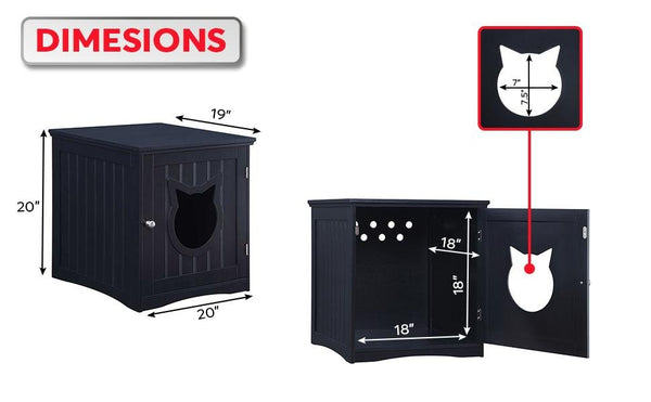 Cat House Side Table, Nightstand Pet House, Litter Box Enclosure - Yahko Merchandise