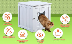 Cat House Side Table, Nightstand Pet House, Litter Box Enclosure - Yahko Merchandise