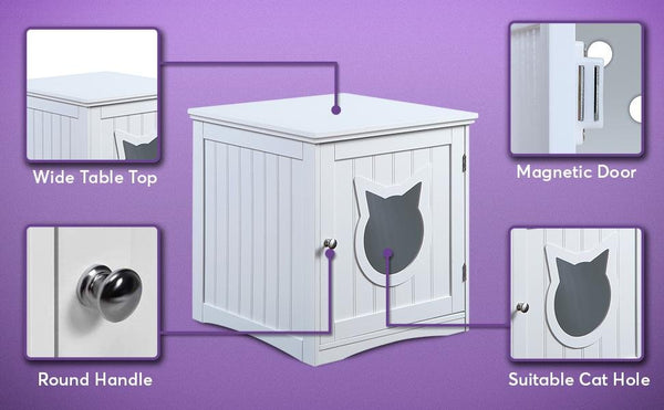 Cat House Side Table, Nightstand Pet House, Litter Box Enclosure - Yahko Merchandise