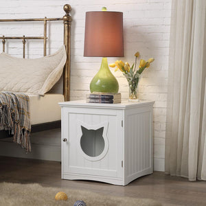 Cat House Side Table, Nightstand Pet House, Litter Box Enclosure - Yahko Merchandise