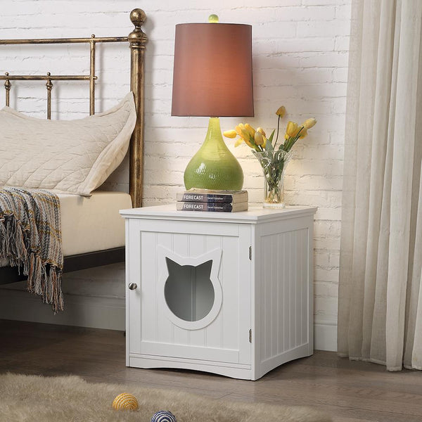 Cat House Side Table, Nightstand Pet House, Litter Box Enclosure - Yahko Merchandise