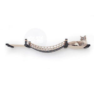 Cat Suspension Bridge Rope Ladder Hemp Rope Soft Ladder Wooden Bridge Solid Wood Cat Wall Climbing Frame Pet Furniture Cat Bridge Wall Hanging Type Plus Accessories - Yahko Merchandise