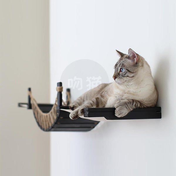 Cat Suspension Bridge Rope Ladder Hemp Rope Soft Ladder Wooden Bridge Solid Wood Cat Wall Climbing Frame Pet Furniture Cat Bridge Wall Hanging Type Plus Accessories - Yahko Merchandise
