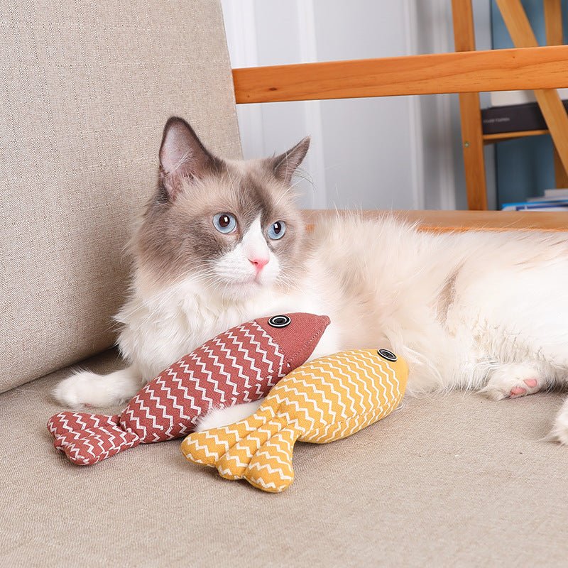 Cat Toy Funny Cat Linen Fish Pillow Self - hey Cat - Yahko Merchandise