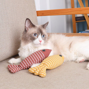 Cat Toy Funny Cat Linen Fish Pillow Self - hey Cat - Yahko Merchandise