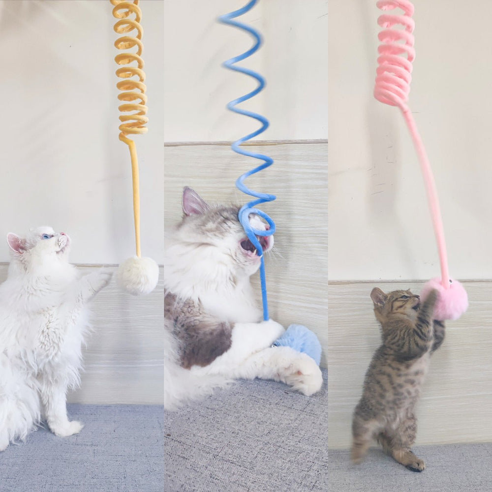 Cat Toy Self - Hi Sucker Spring Rabbit Hair Ball Interactive Play Pet Supplies Interactive Toys - Yahko Merchandise