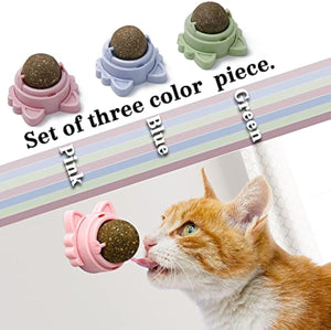 Catnip Balls That Stick On Wall Catnip Balls For Cat Catnip Toys For Cats Healthy Kitty Teeth Cleaning Dental Chew Toys Cat Wall Treats - Yahko Merchandise