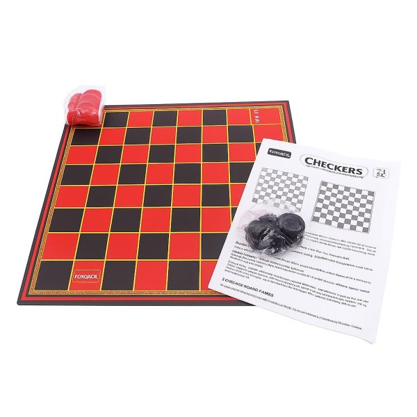 Checkers Plus 5 - in - 1 Game Set, Traditional Checkers & 5 Other Board - Yahko Merchandise