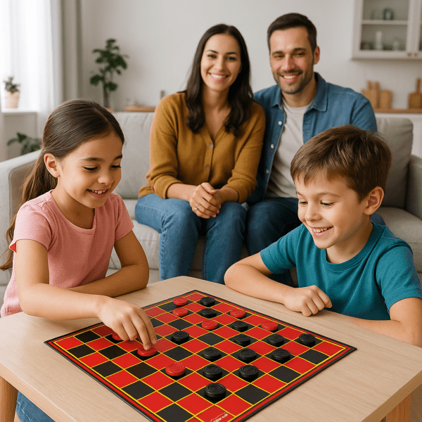 Checkers Plus 5 - in - 1 Game Set, Traditional Checkers & 5 Other Board - Yahko Merchandise