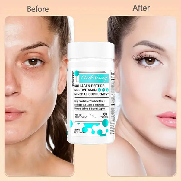 Collagen Peptides For Women, Beauty Vitamin And Mineral Supplement With Multivitamins, Hydrolyzed Protein Peptide Type, Biotin And Vitamins - 60 Capsules - Yahko Merchandise