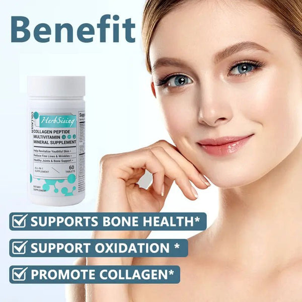 Collagen Peptides For Women, Beauty Vitamin And Mineral Supplement With Multivitamins, Hydrolyzed Protein Peptide Type, Biotin And Vitamins - 60 Capsules - Yahko Merchandise