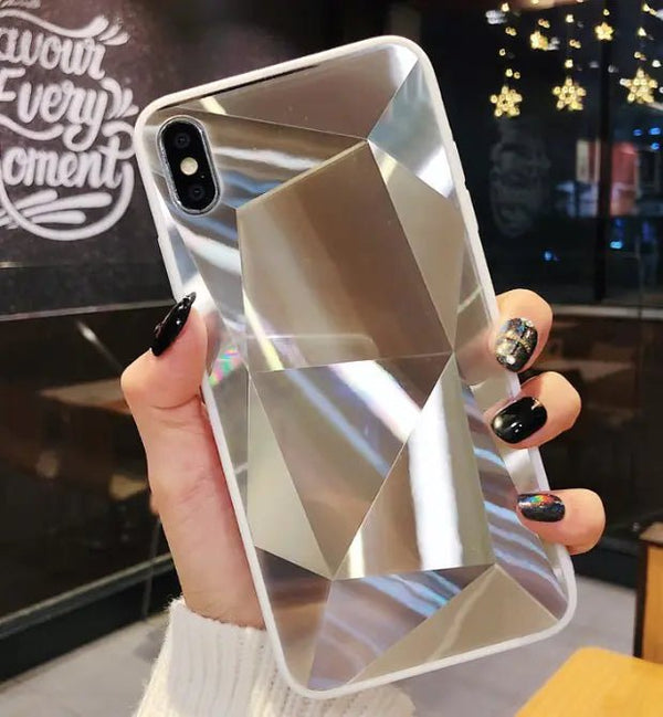 Colorful 3D Diamond Mirror Phone Case for Couples - Yahko Merchandise