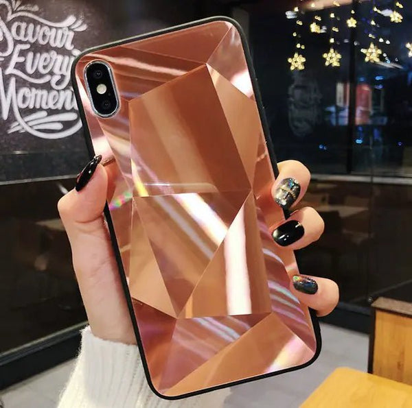 Colorful 3D Diamond Mirror Phone Case for Couples - Yahko Merchandise