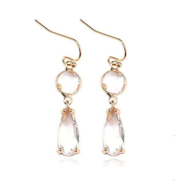 Copper Edging Geometric Multicolor K9 Glass Crystal Pendant Earrings - Yahko Merchandise